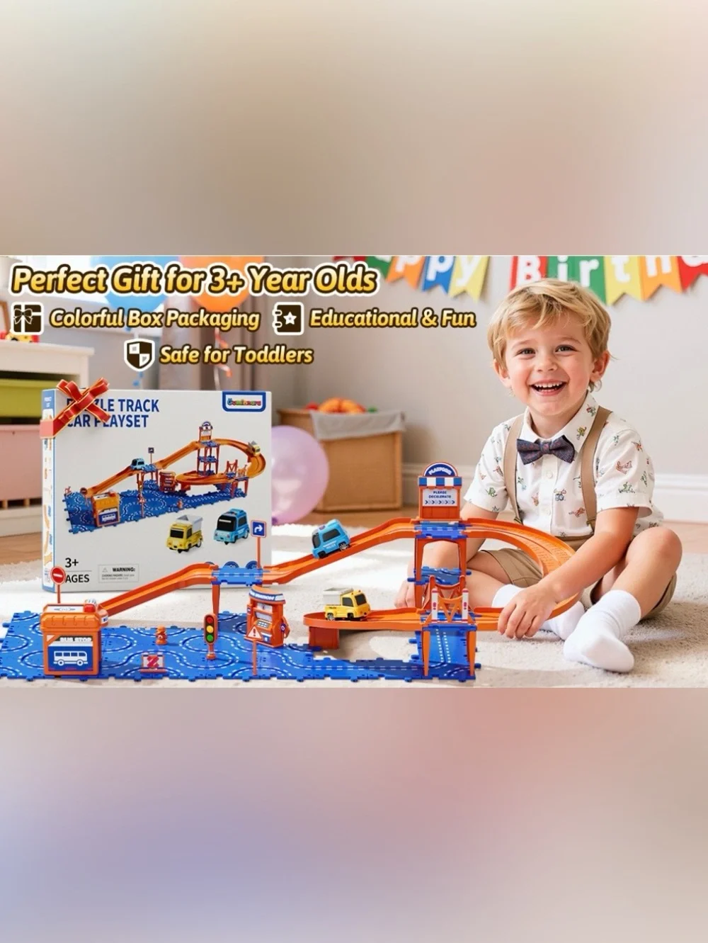 Puzzle Race Car Track Set for Kids ages 3-5
